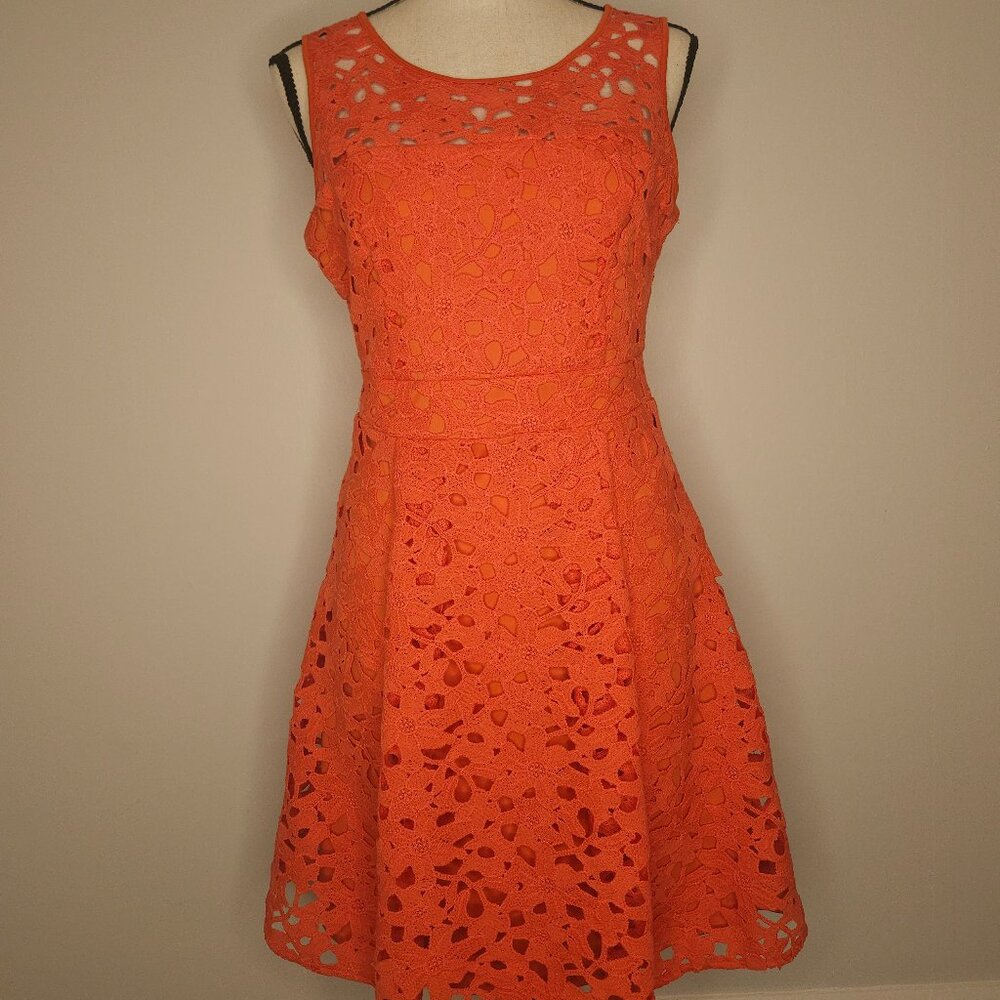 EUC Jessica Simpson Sleeveless Lace Dress In Coral